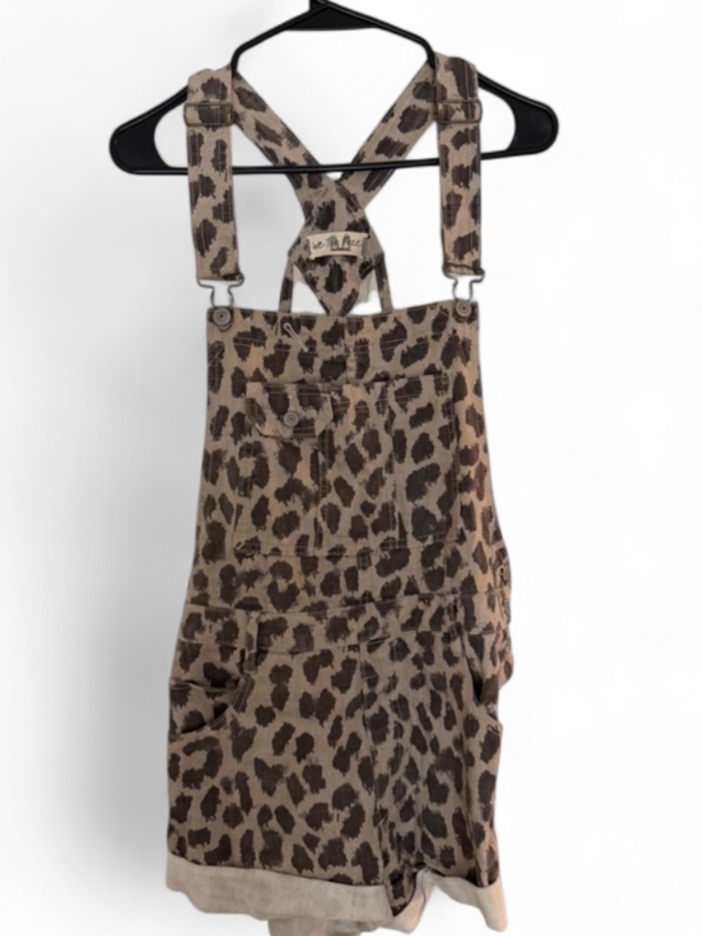 We The Free Leopard Print Short Overalls - Beige and Black - Picture 5 of 7